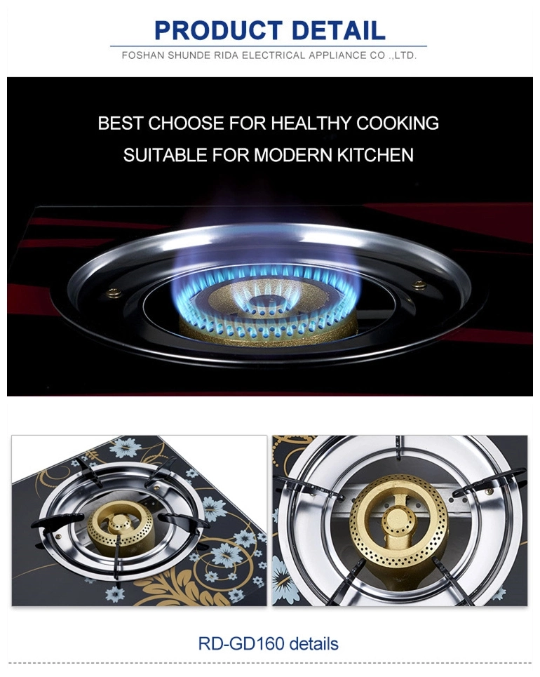 Factory Cheap Price Africa Market Model Double Beehive Burner Table Top Tempered Glass Gas Stove