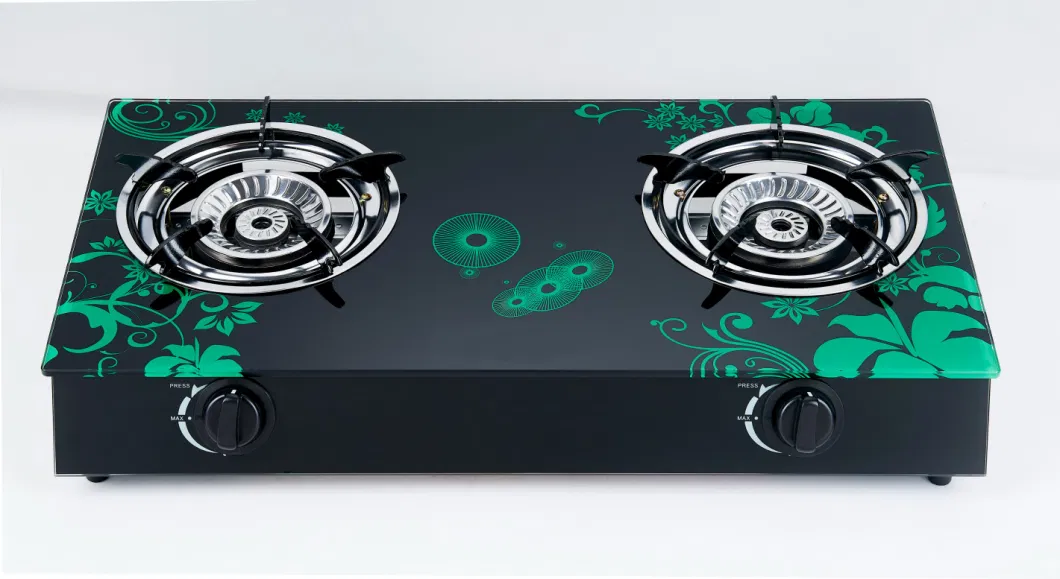 Hot Sale Indoor Table Top Commercial Kitchen Tempered Glass 2 Burner Gas Stove