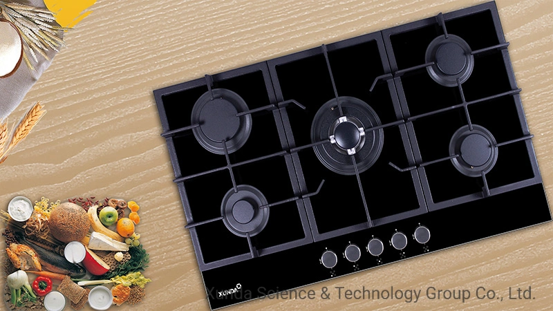 5 Burners Tempered Glass Built in Gas Cooker High Grade Lotus Flame Gas Tops Home Gas Hob