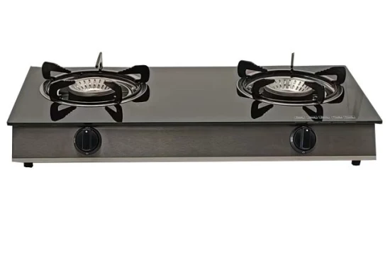 Goldk Hot Sale Style 3D Tempered Glass Top 2 Burner Gas Stove