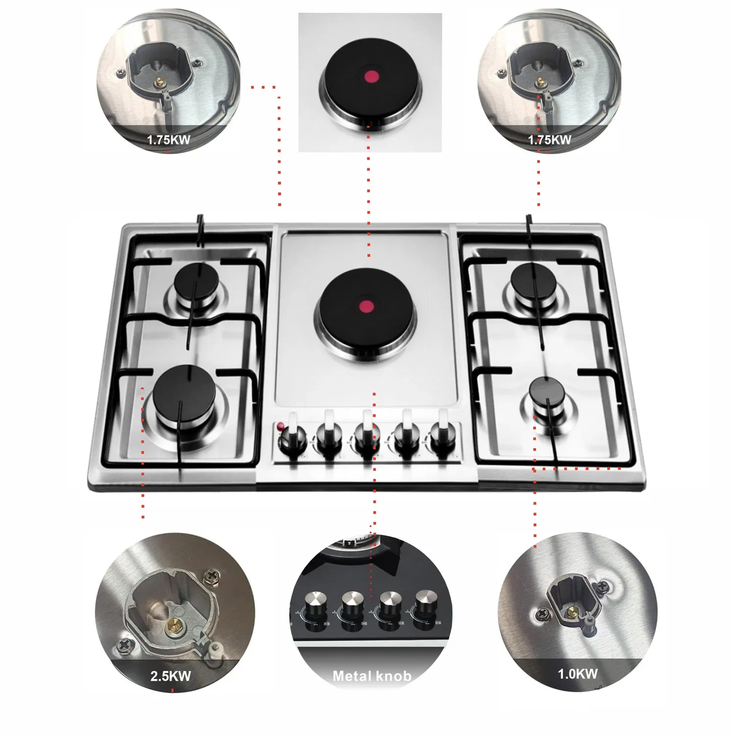 Best Selling 3 Burners Stainless Steel Cast Iron LPG Built